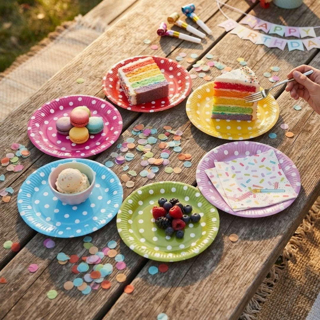 Disposable Party Paper plates Polka Dot 9inch 8pcs