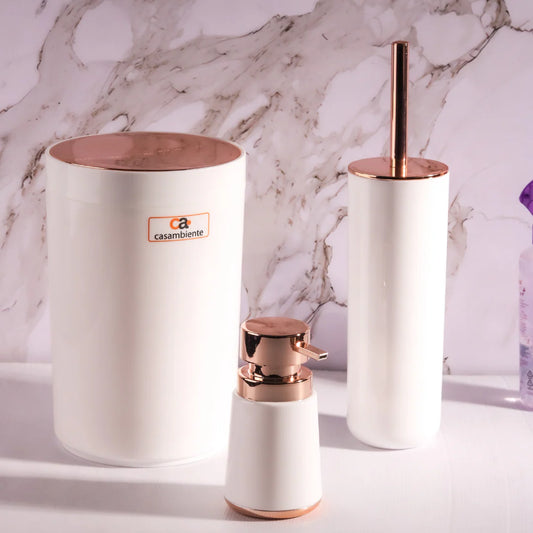 Bathroom Set White With Rose Gold 3pcs Set