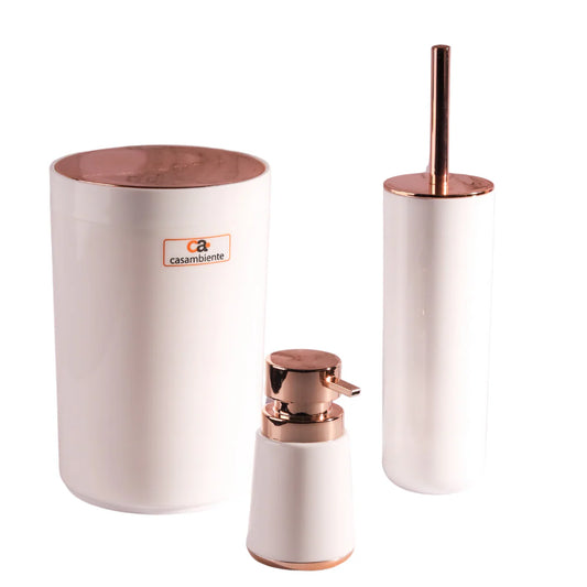 Bathroom Set White With Rose Gold 3pcs Set