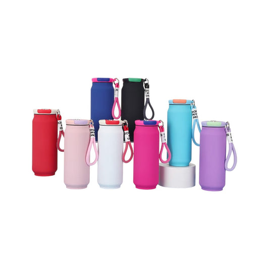Stainless Steel Double-layer Vacuum Water Bottle with Lid and Portable Handle
