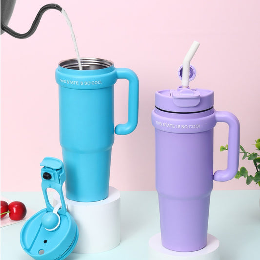 Double Wall Stainless Steel Travel Mug Leakproof with Handle