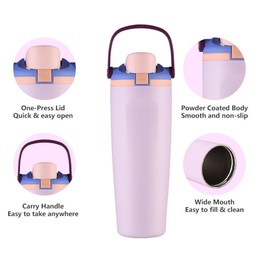 Double-Wall Vacuum Thermos Stainless Steel Portable Handle