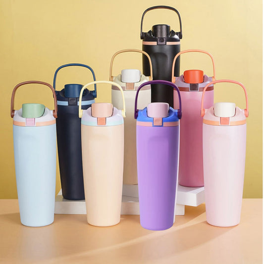 Double-Wall Vacuum Thermos Stainless Steel Portable Handle
