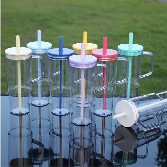 Reusable Plastic Water Tumbler Straw Handle