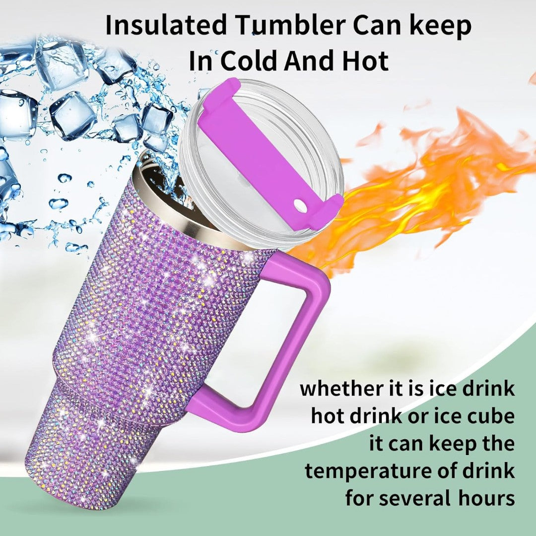 1200ml Stainless Steel Tumbler Rhinestone Glitter Style Tumbler With Lid and Straw