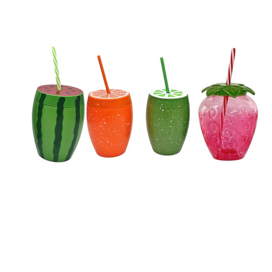 600ml Kids Fruit Shaped BPA Free Plastic Straw Cup Tumbler