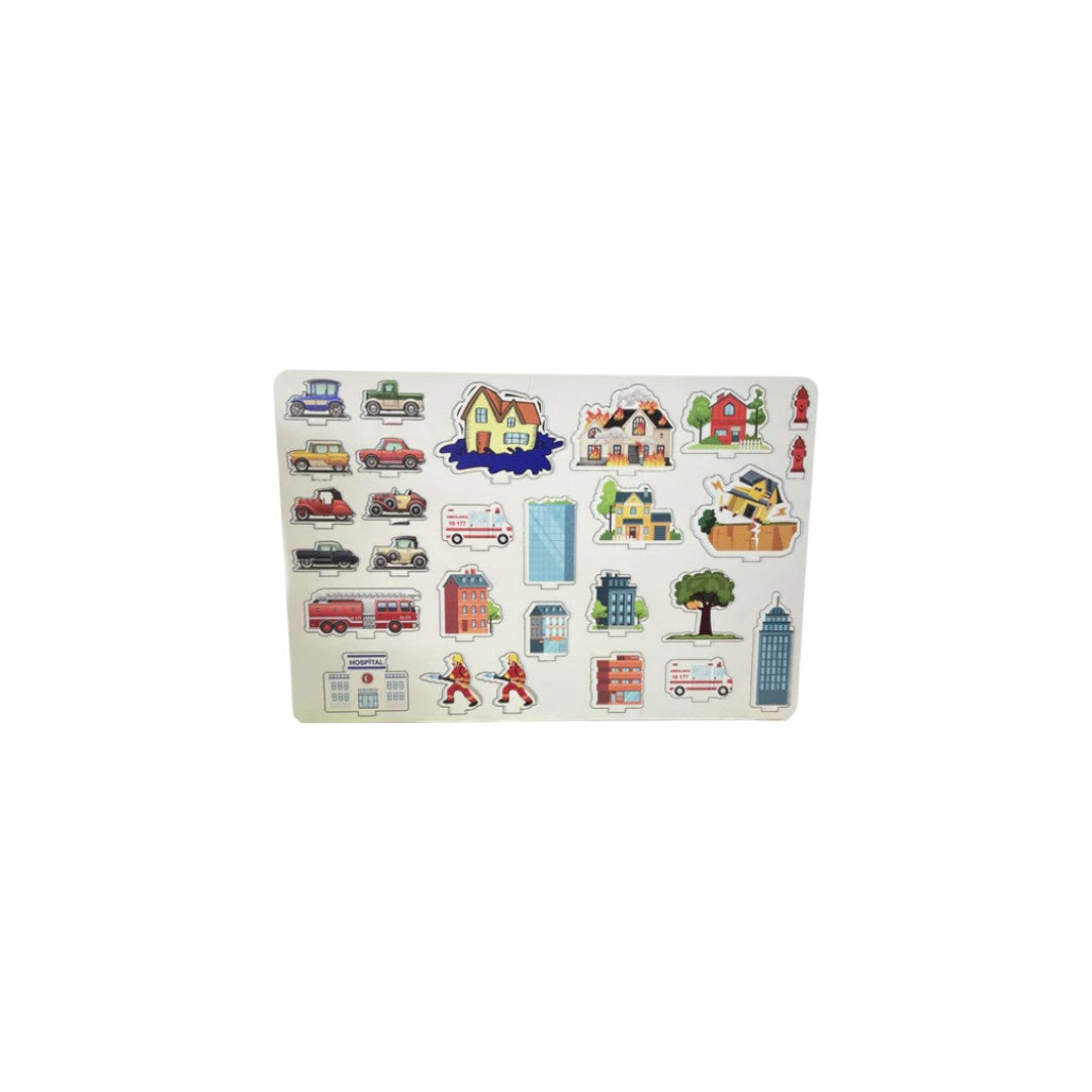 Educational Toy Build My City Puzzle Board 20x20cm