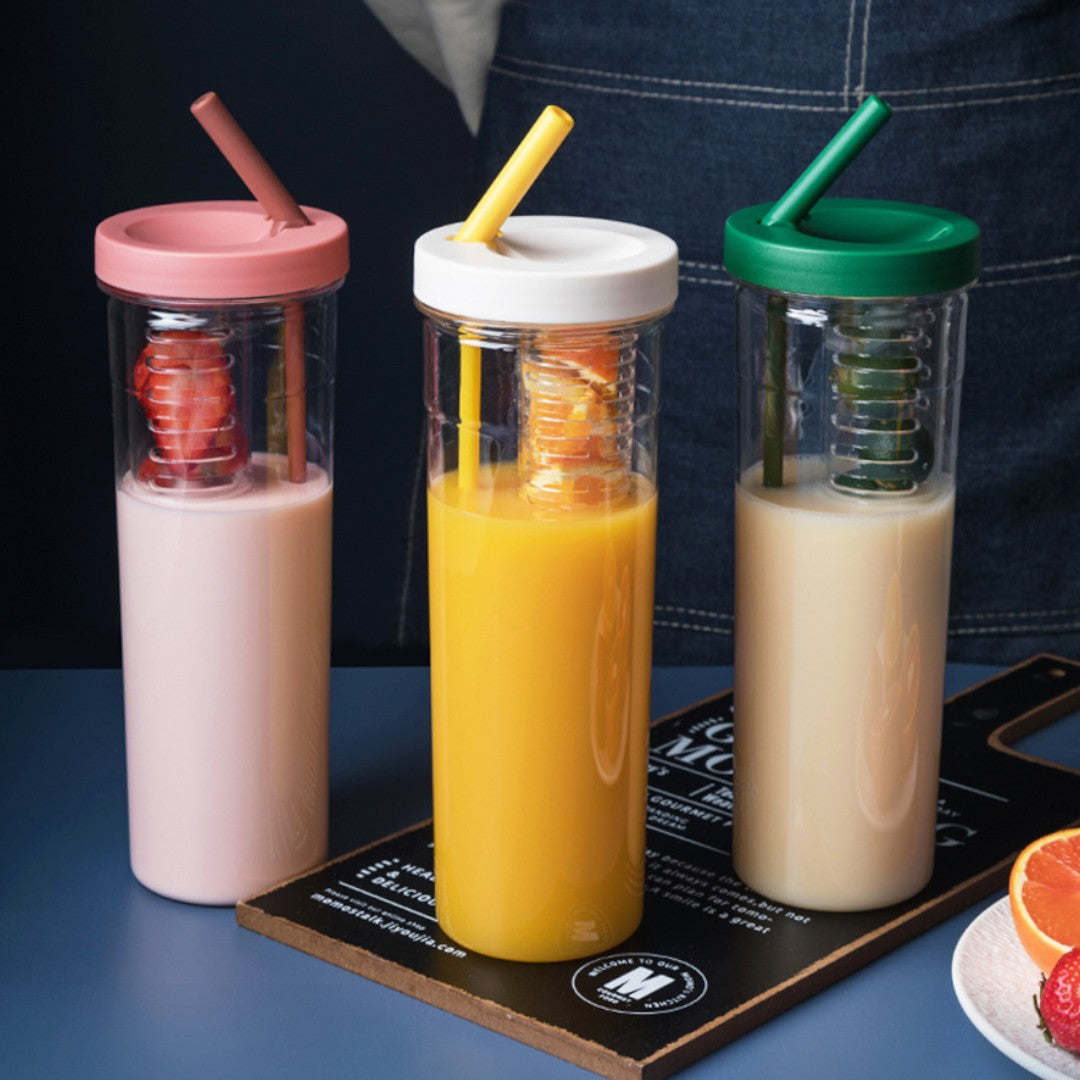 Plastic Eco Friendly and BPA Free Water Bottle with Straw 900ml