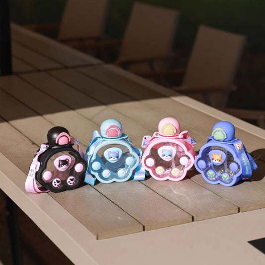 Plastic Cartoon Cat Paw Water Bottle with Mini Straw 520ml