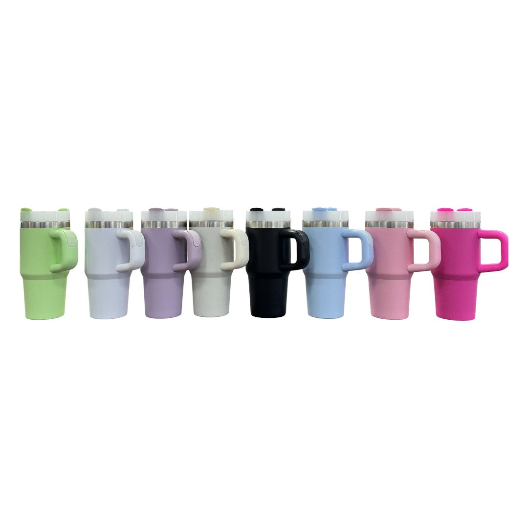 410ml Stainless Steel Mini Colored Tumblers with Handle and Straw