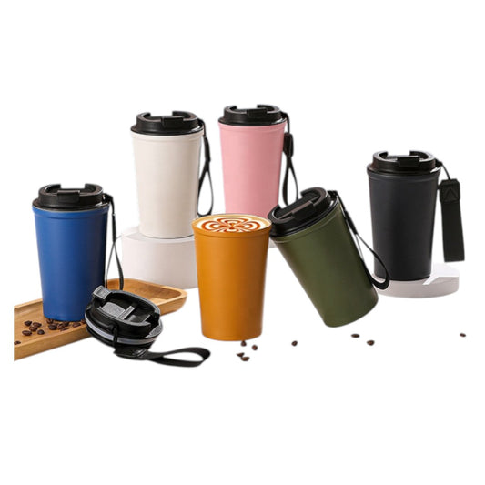450ml Stainless Steel Insulated Mug Portable Rope Reusable With Seal Lid