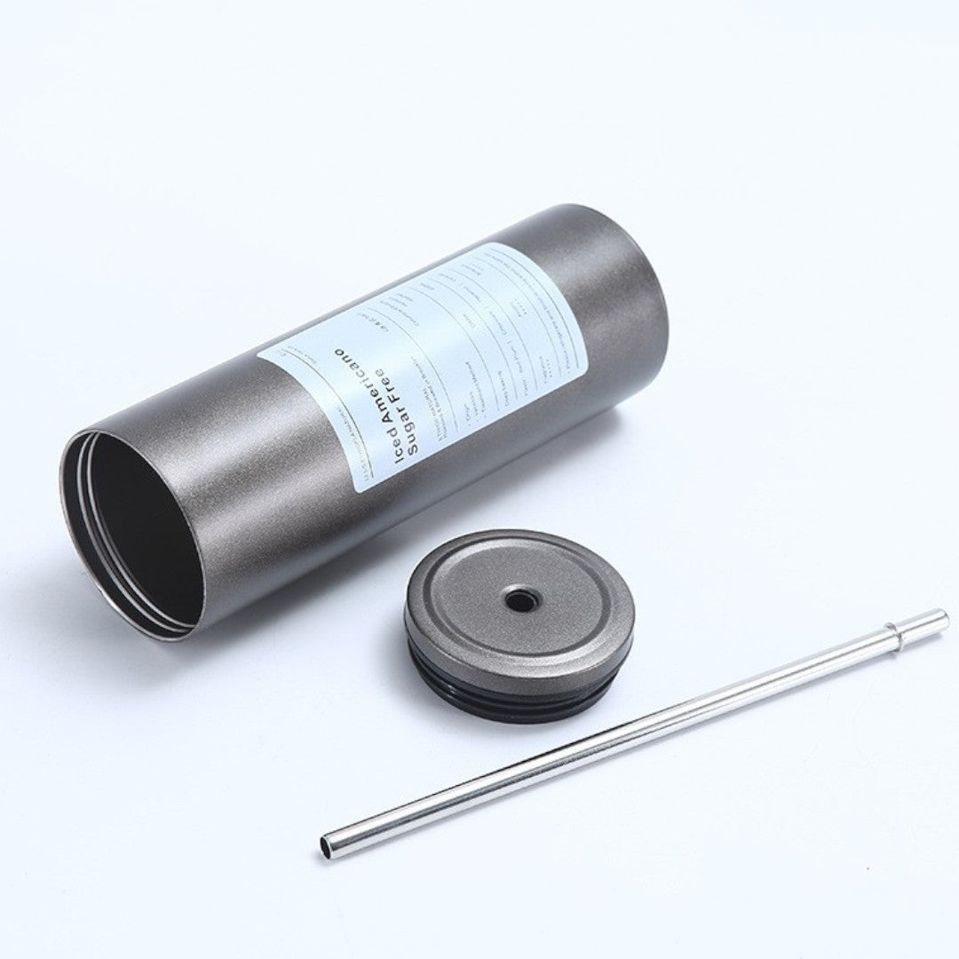 Stainless Steel Vacuum Thermos with Straw