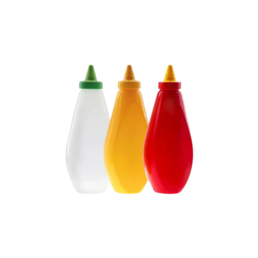 Regent 3pack Plastic Flat Squeeze Sauce Bottles 500ml