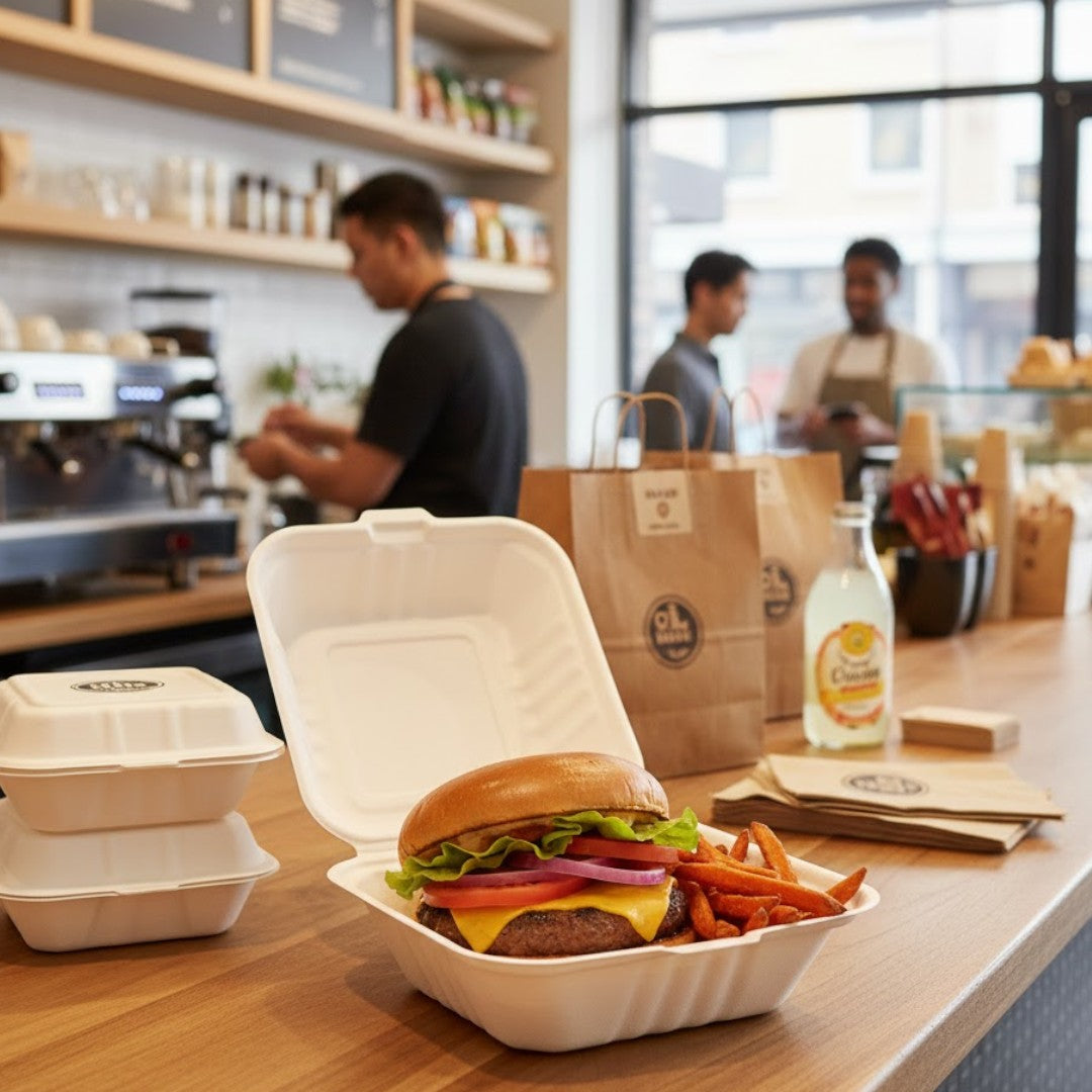 Biodegradable Large Gourmet Hamburger Box 15x15cm 1pc