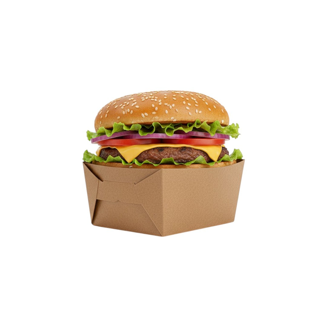 Kraft Open Burger Box 95x95x60mm 50pack