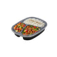 Disposable 3-Compartment Division Meal Tray M465 with Black Base and Clear Lid – 10 Pack