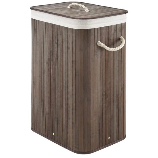 Bamboo Brown Laundry Bin With Lid 72Ltr