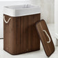 Bamboo Brown Laundry Bin With Lid 72Ltr