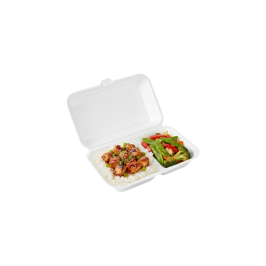 Fomo Food Tray No.30 75 pack 2-DivisioN Clamshell