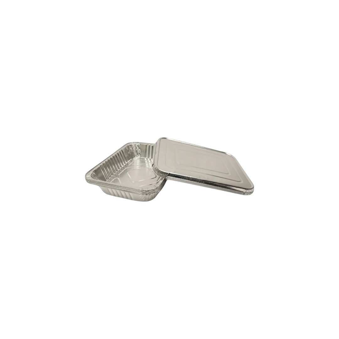Aluminum Foil Takeaway Container Disposable Serving Tray 4011P with Poly PVC Lid Card Lid 8071P 1pc