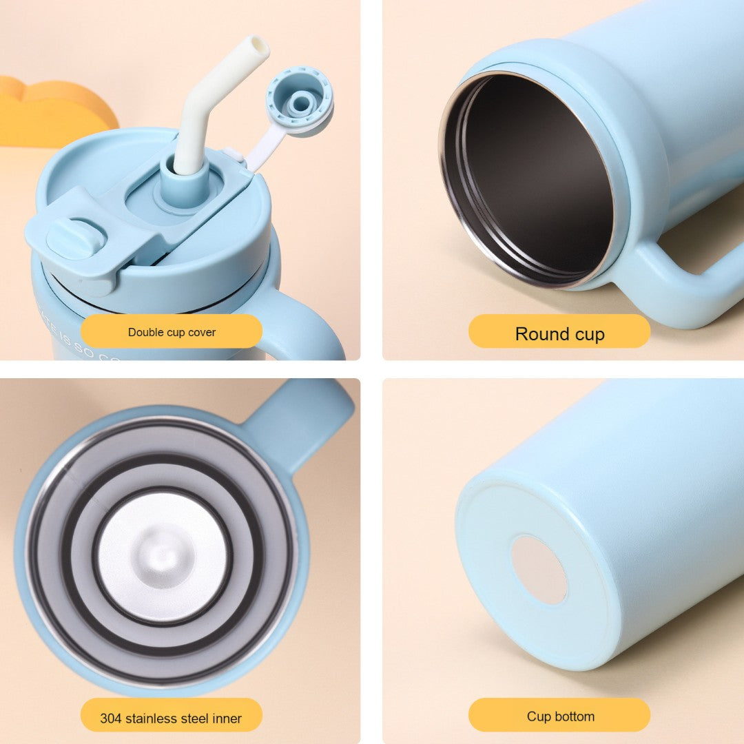 Double Wall Stainless Steel Travel Mug Leakproof with Handle