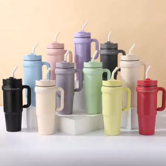 Double Wall Stainless Steel Travel Mug Leakproof with Handle