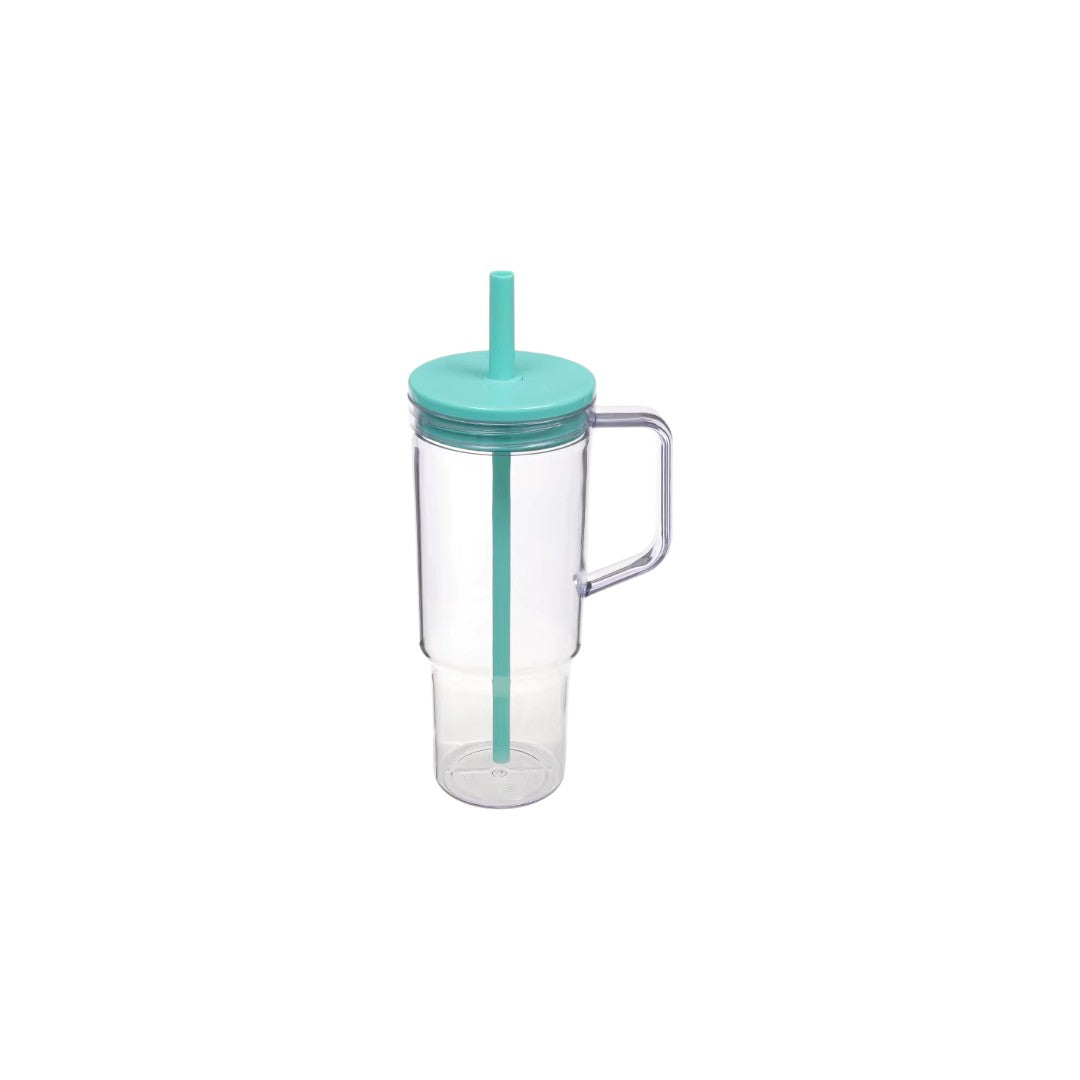 Reusable Plastic Water Tumbler Straw Handle