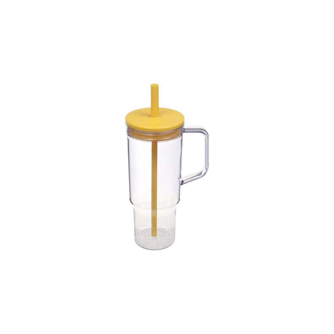 Reusable Plastic Water Tumbler Straw Handle