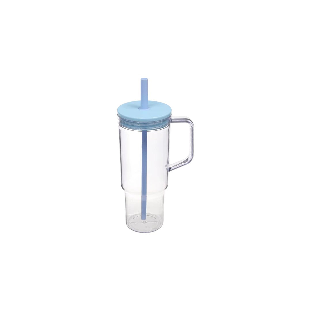 Reusable Plastic Water Tumbler Straw Handle