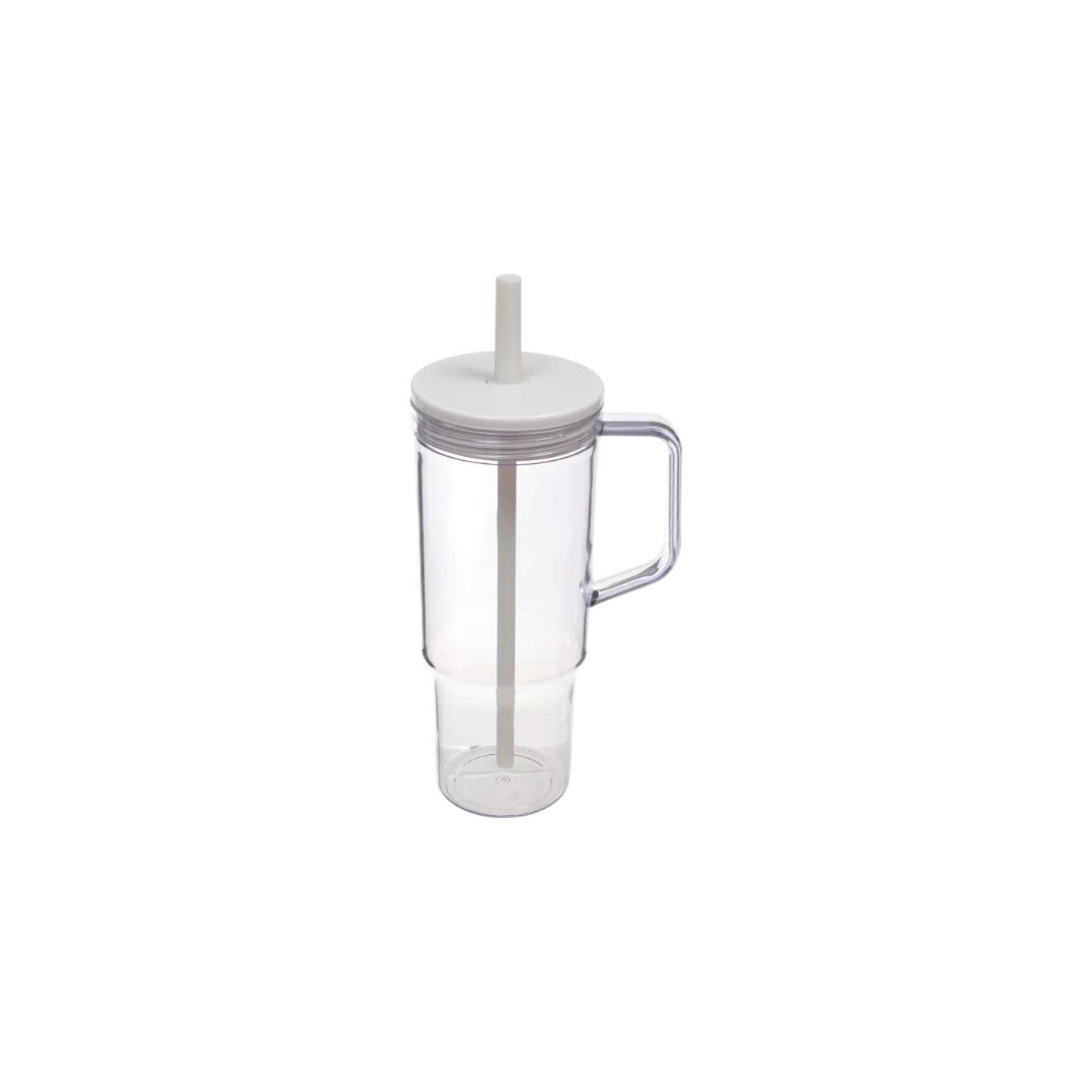 Reusable Plastic Water Tumbler Straw Handle