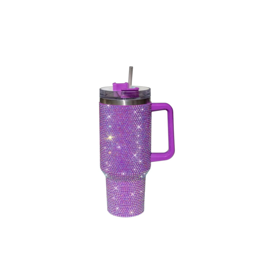 1200ml Stainless Steel Tumbler Rhinestone Glitter  Style Tumbler With Lid and Straw
