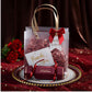 PVC Plastic Frosted Landscape Reusable Gift Bag with Brown Strip Handle