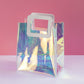 PVC Gift Tote Glossy Bag with Square Handle Iridescent 17x19cm