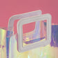 PVC Gift Tote Glossy Bag with Square Handle Iridescent 17x19cm