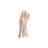 Regent Disposable Wooden Cutlery Knife-Fork-Spoon & Napkin Set 10pack