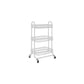 Storage Rack  White Wire Mesh 3 Shelves On A Metal Frame with Casters 450x345×790mm