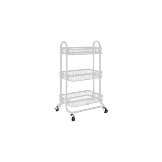 Storage Rack  White Wire Mesh 3 Shelves On A Metal Frame with Casters 450x345×790mm