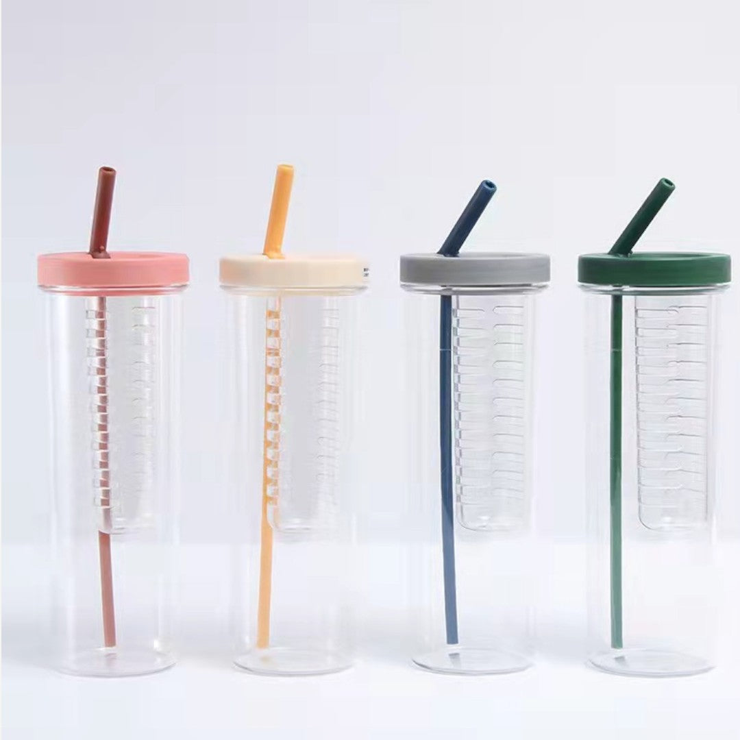 Plastic Eco Friendly and BPA Free Water Bottle  with Straw 900ml