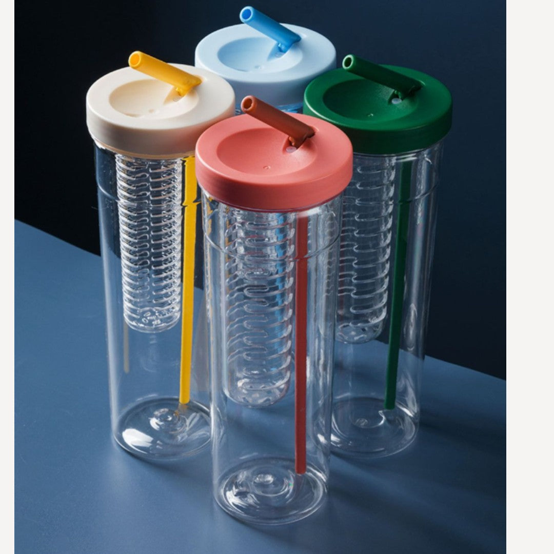 Plastic Eco Friendly and BPA Free Water Bottle  with Straw 900ml