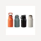 Stainless Steel Metal Thermos One-handed Opening Water Bottle with Lid and Straw