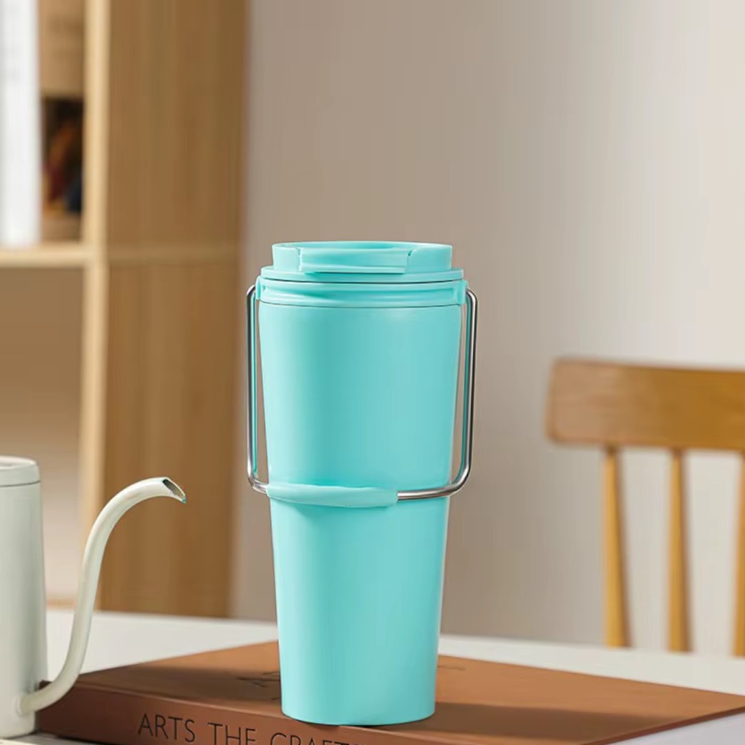 600ml Coffee Mug Double Wall Stainless Steel Travel Mug with Handle and Lid