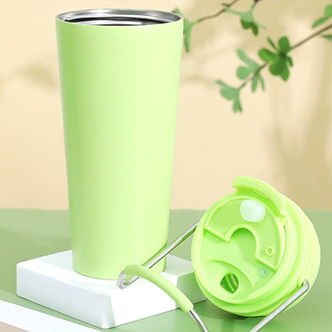 600ml Coffee Mug Double Wall Stainless Steel Travel Mug with Handle and Lid