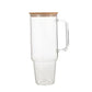 Glass Tumbler Clear/Frosted with Wooden Lid and Straw