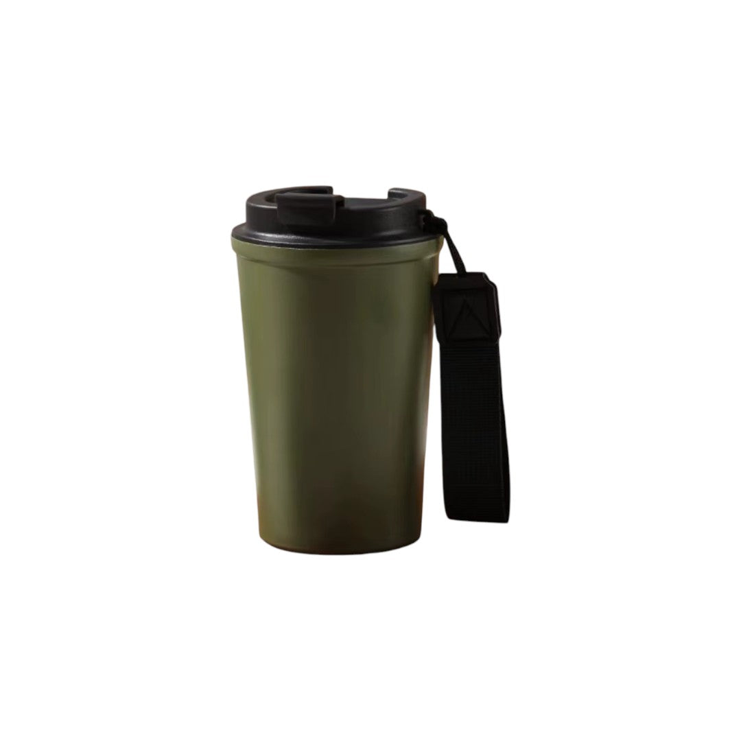 450ml Stainless Steel Insulated Mug Portable Rope Reusable With Seal Lid