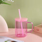 High Borosilicate Glass Tumblers With Handle and Straw