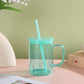 High Borosilicate Glass Tumblers With Handle and Straw