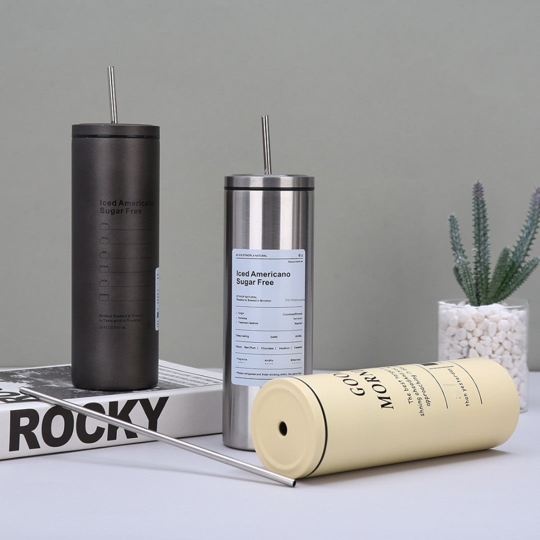 Stainless Steel Vacuum Thermos with Straw