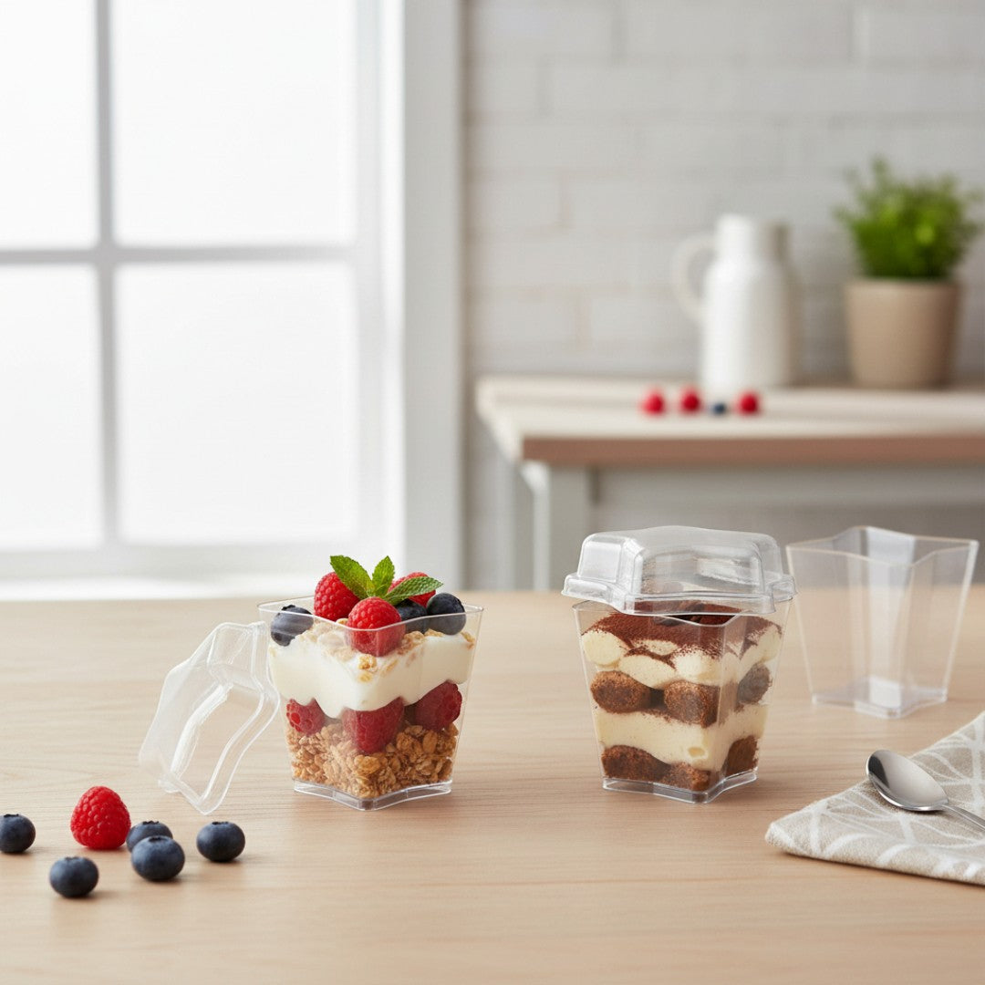 20pack Acrylic Mini Dessert Cup with Lid 350ml