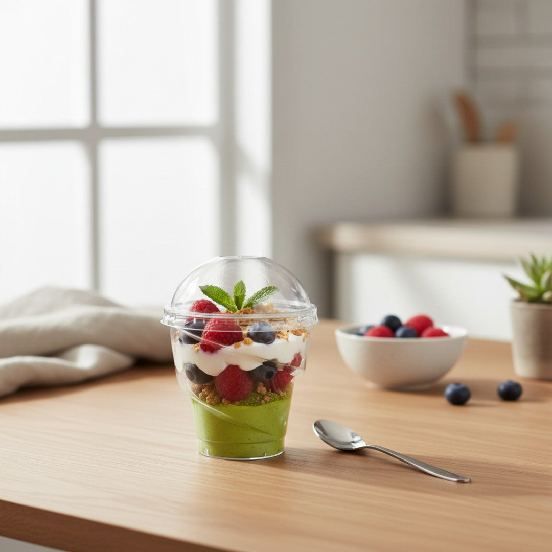 Acrylic Mini Dessert Cups 150ml with Lid 25pack