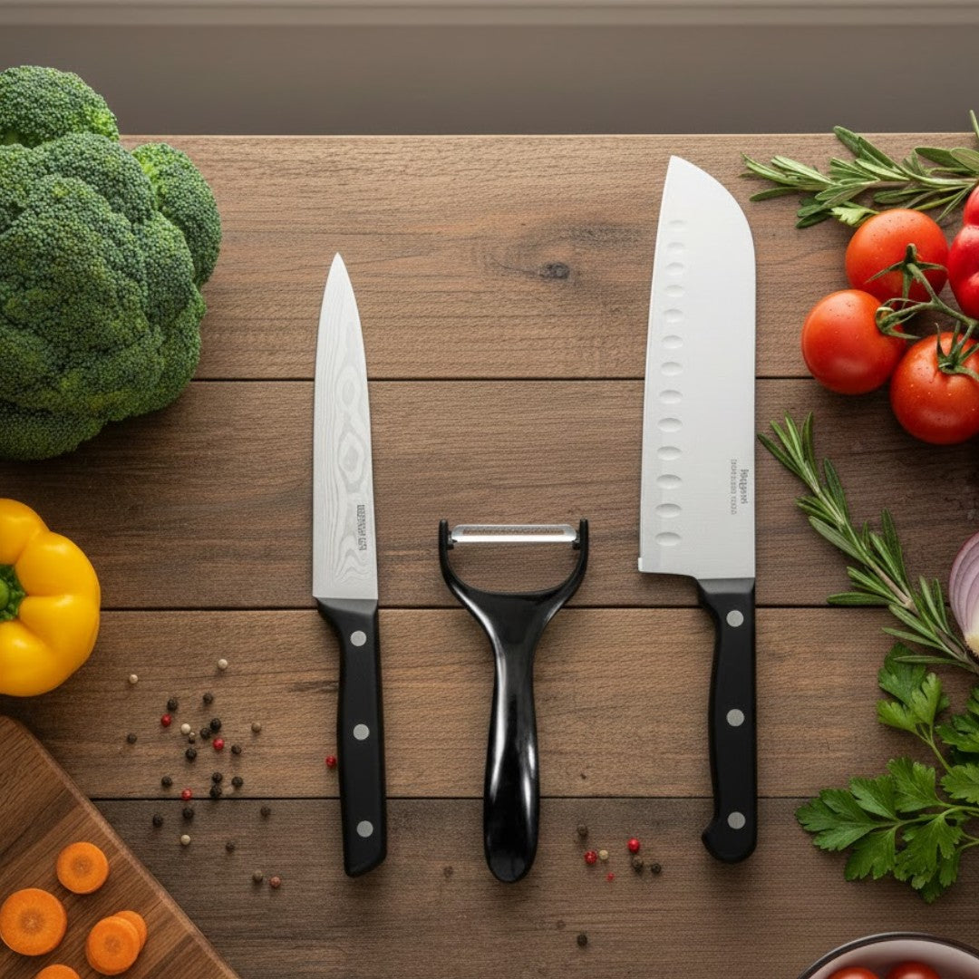 Regent kitchen 3pcs Set utility Knives with peeler